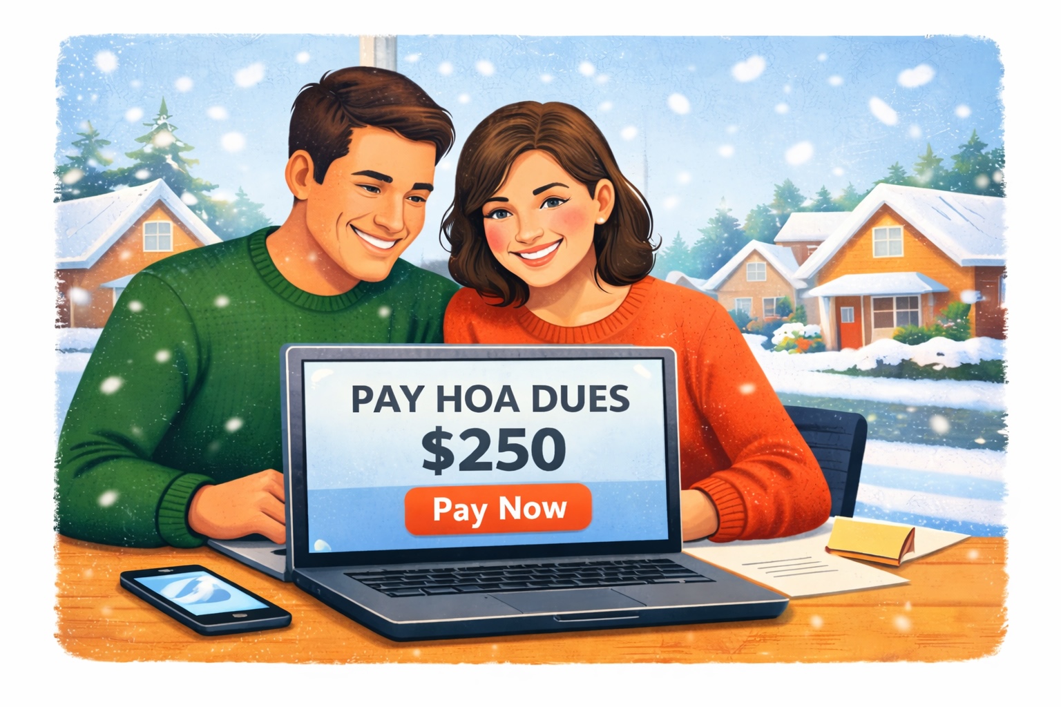 Pay HOA dues illustration